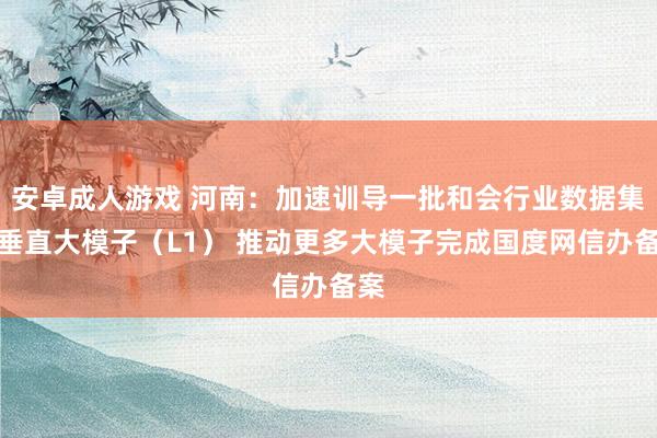 安卓成人游戏 河南：加速训导一批和会行业数据集的垂直大模子（L1） 推动更多大模子完成国度网信办备案