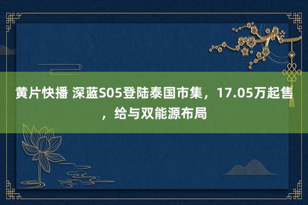 黄片快播 深蓝S05登陆泰国市集，17.05万起售，给与双能源布局