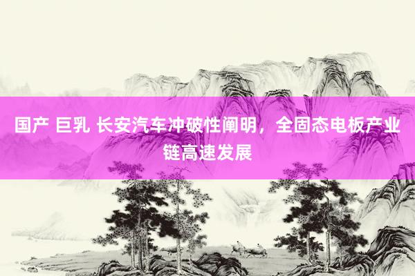 国产 巨乳 长安汽车冲破性阐明，全固态电板产业链高速发展